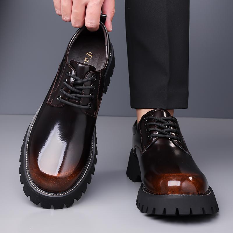 Fashion New Thick Soled Leather Shoes Minimalist and Fashionable British Style Dress Up Party Groom's Wedding Adult Daily Quality Shoes