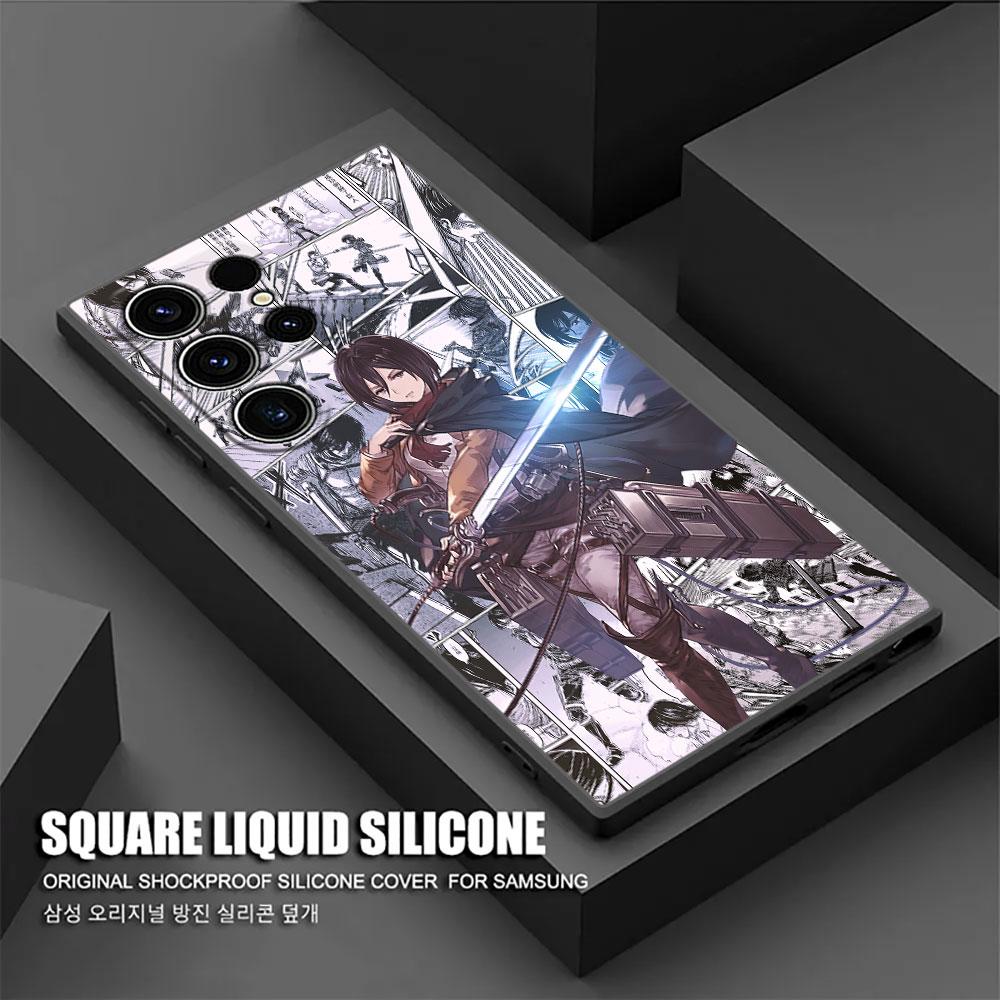 Attacks Manga on Titans Phone Case For Samsung Galaxy S24 Ultra Case S23 S21 S20 FE S22 9 Plus Note 20 Ultra Cover Mikasa Anime
