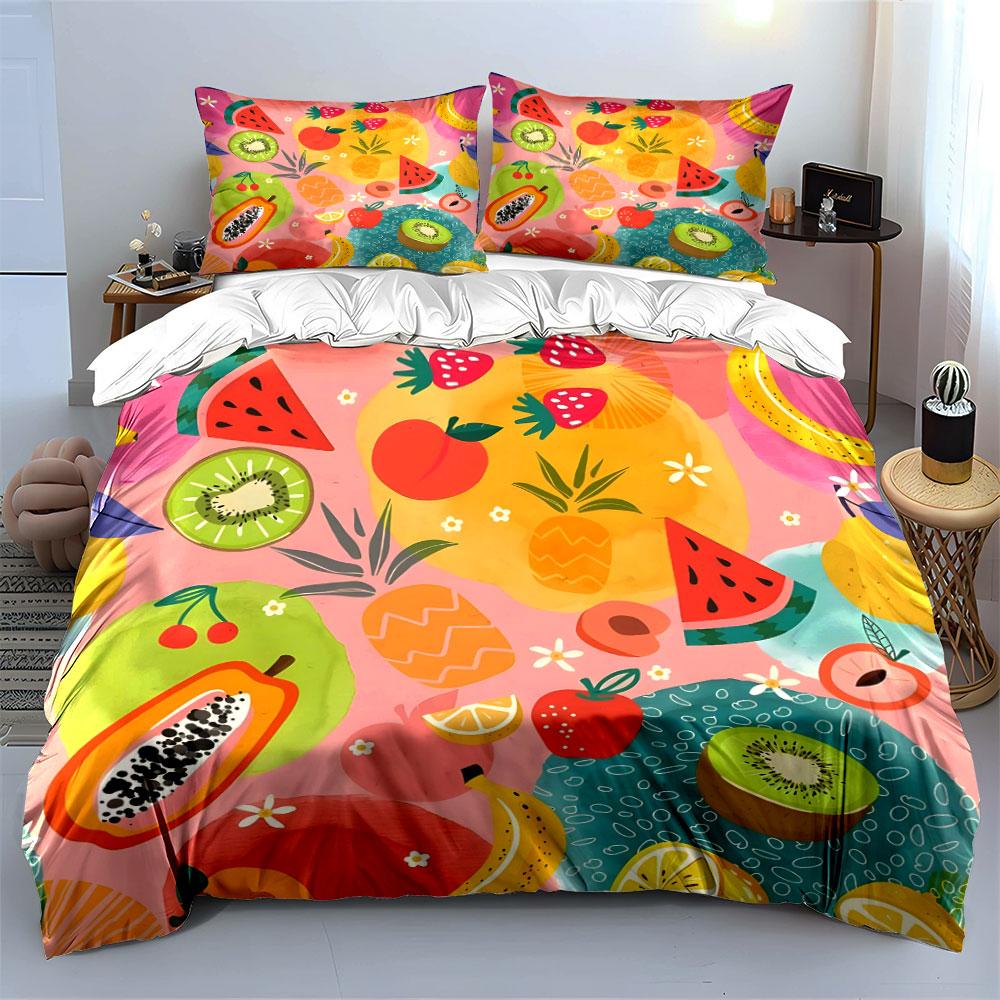 Fresh Fruits Pattern Set Design Exquisite Three-Piece Bedding Set Gift For Kids And Adults