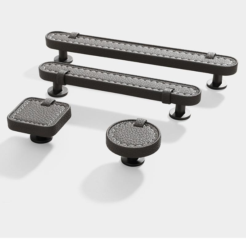 Zinc Alloy Leather Handle Shoe Cabinet Knobs And Handles Kitchen Cupboard Door Pulls Drawer Knobs Furniture Handle Hardware