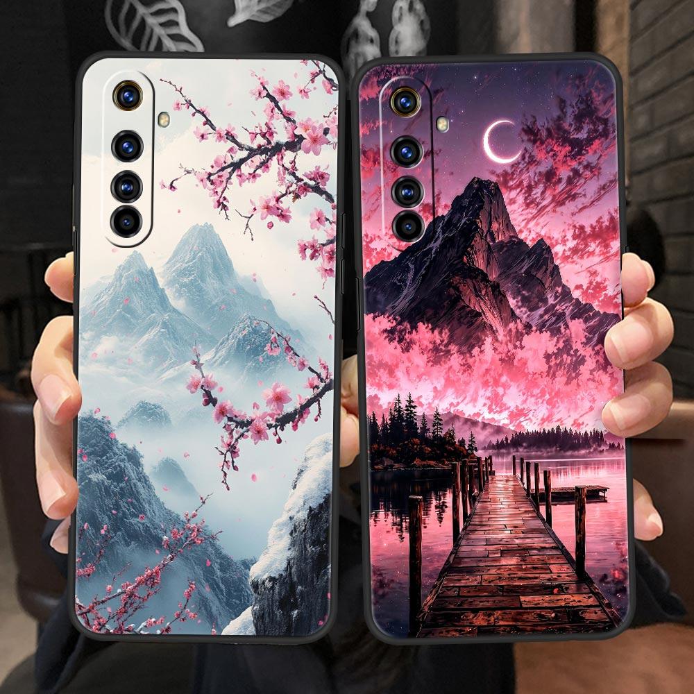Pink Sunset Mountain Case For Realme C67 C63 C55 C53 C35 C25 C21 GT 2 3 5 6 10 11 12 13 Pro Plus 5G Soft TPU Phone Cover Fundas