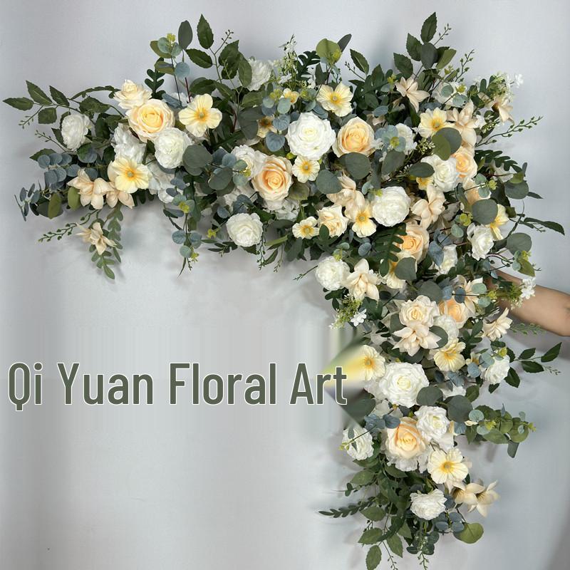 Triangular Silk Flower Wedding Arch Arrangement for Reception Background