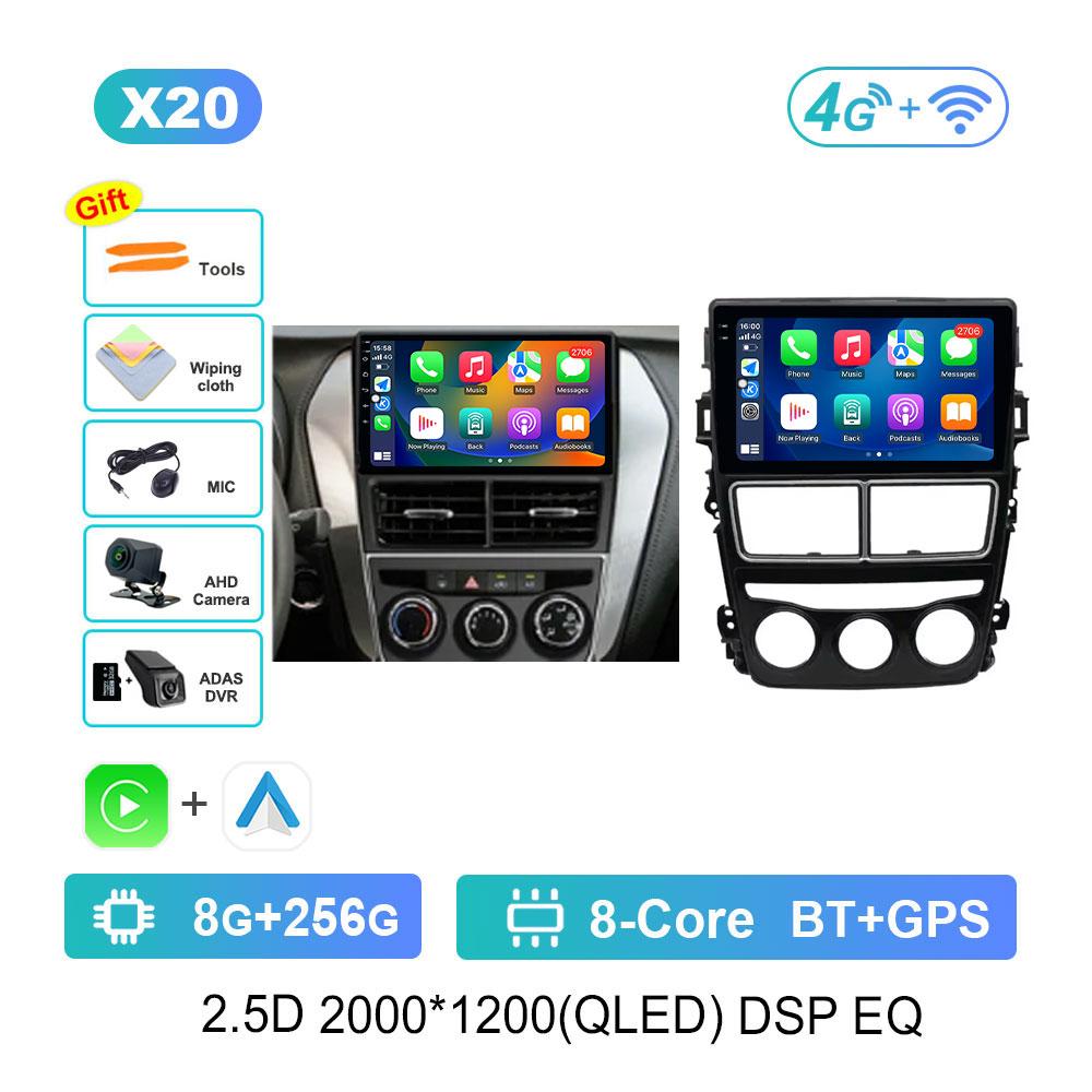 Car Radio Multimedia Player Android 14 Intelligent System for Toyota Vios Yaris 2018 - 2020 GPS 4G WiFi Bluetooth Split Screen
