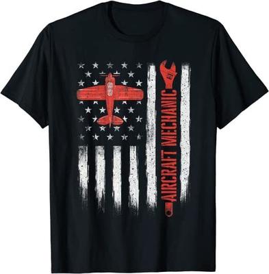 Aircraft Mechanic American Flag Plane Aviation Technician Unisex T-shirt