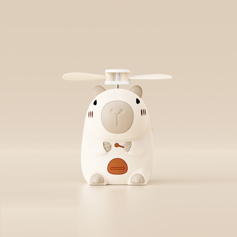 Cute Character Portable Bladeless Neck-Hanging Fan Cartoon Capybara Small Fan Outdoor Usb Charging Fan Students Summer Gifts