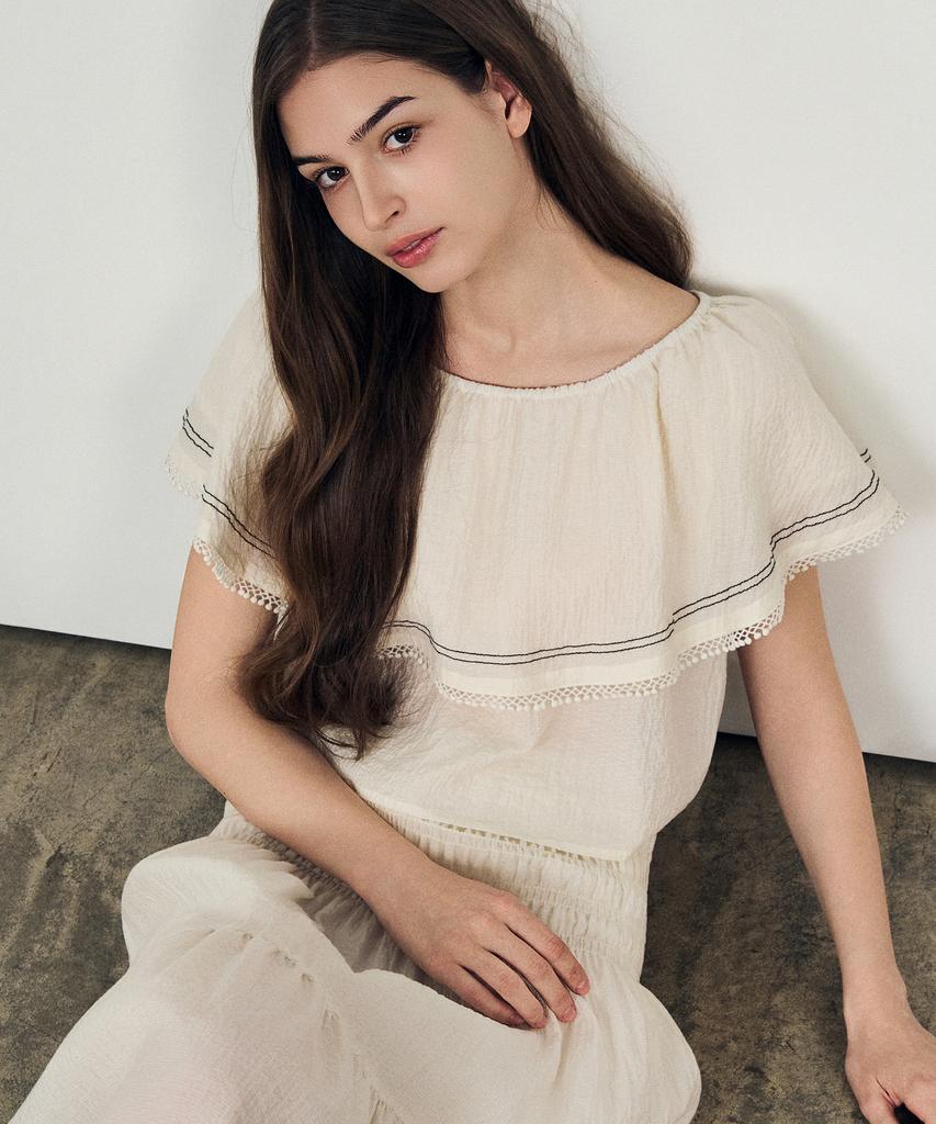 Laneonkyulleoseu Flow Frill Off-Shoulder Blouse_Ivory