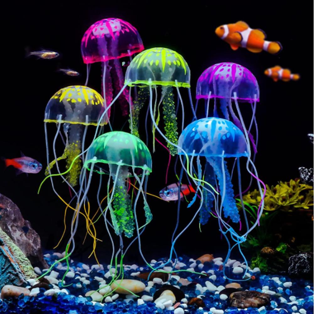 3 Stück Leuchtende Quallen Aquarium Dekoration Artikel Sicheres Silikon Aquarium Dekoration Geeignet für Verschiedene Aquarien