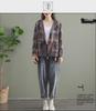 Women's Retro Plaid Hooded Cardigan Shirt