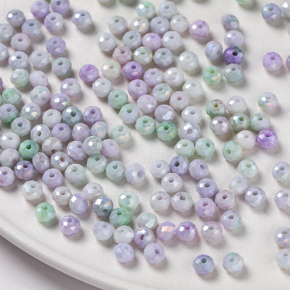 40pcs 6mm Glass Faceted Flat Round Beads Loose Spacer Beads for DIY Craft Necklace Bracelet Jewelry Making Accessories