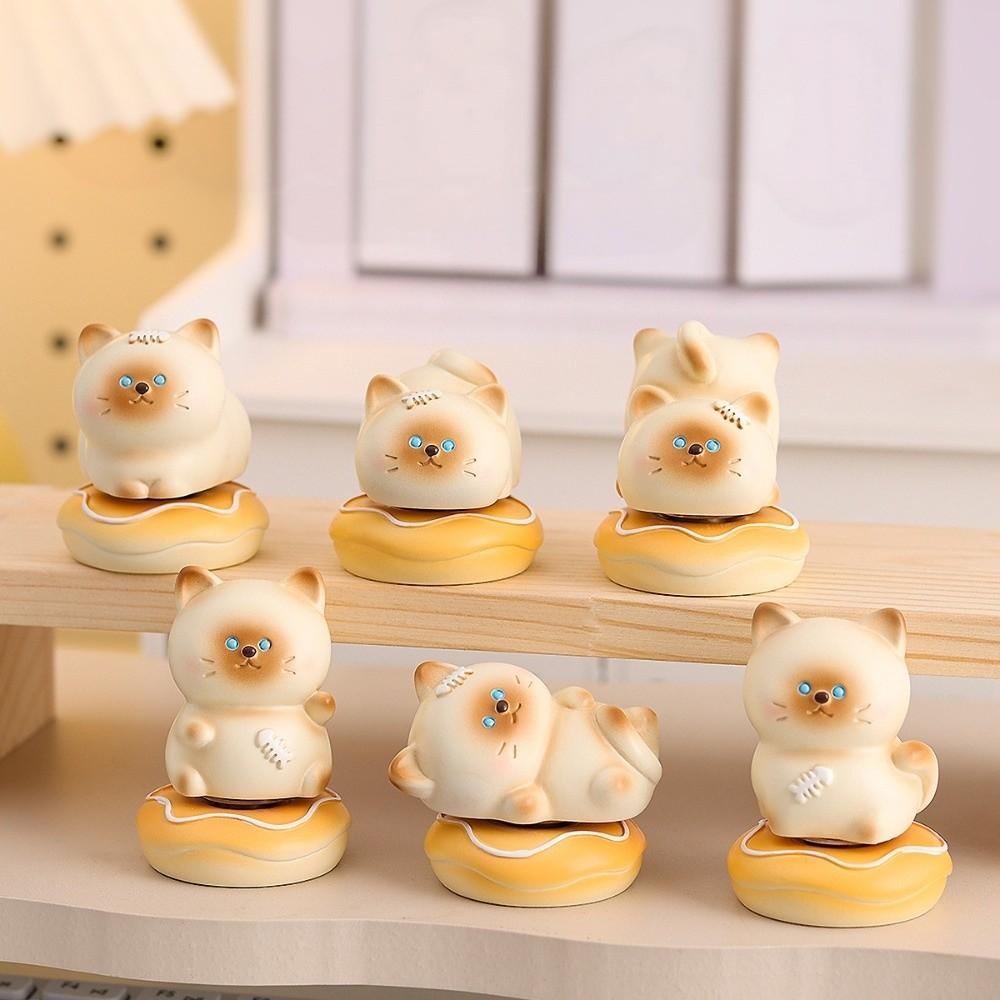 Exquisite Kitty Rotating Figurine Multicolor Table Ornament Cute Siamese Cat Statue  Car Ornaments