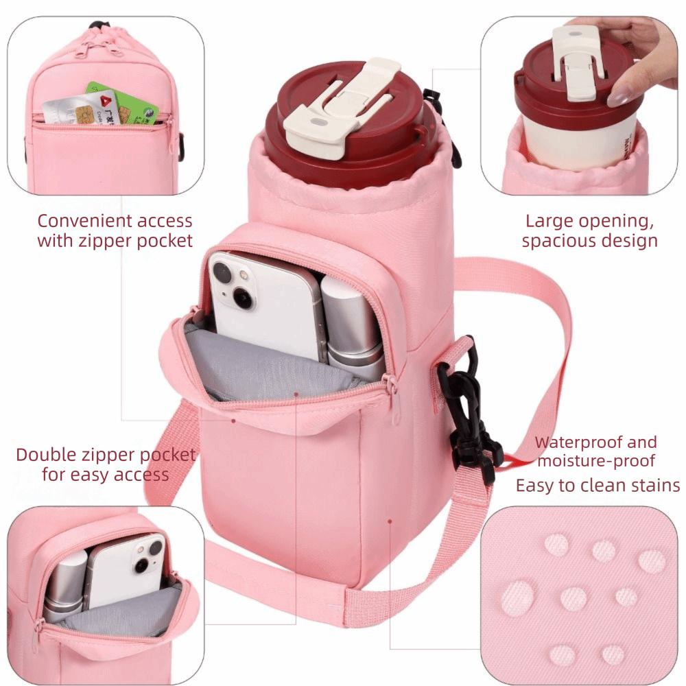 With Phone Pocket Water Cup Bags Handfree Vacuum Cup Bag New Water Bottle Holder Pouch  Unisex