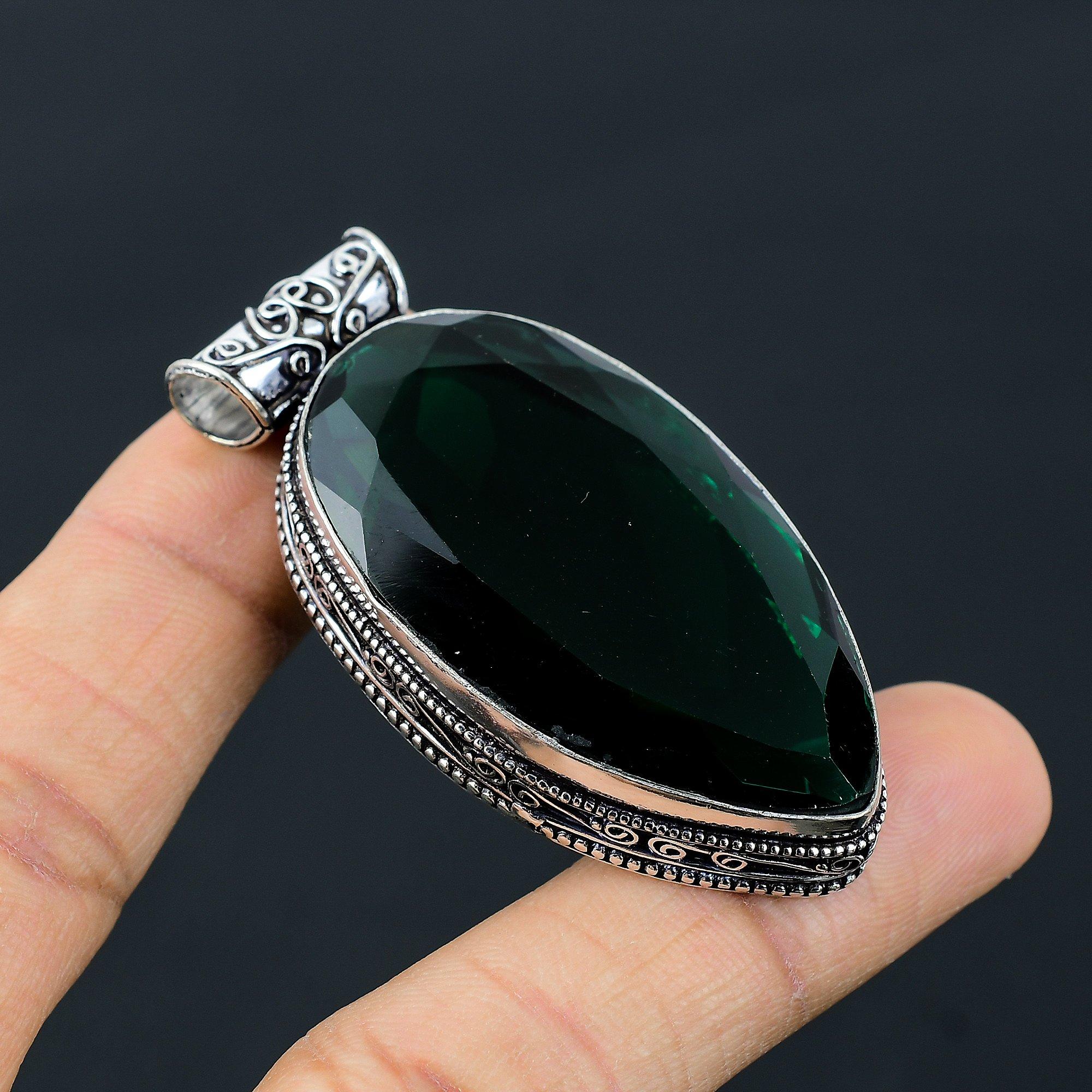 

Подарочный ювелирный кулон из стерлингового серебра 925 пробы с хром-диопсидом 2,29 дюйма