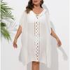 Women Plus Size Hand Crochet Floral Patchwork Cover Up Dress Loose Beach Bikini Cover Up Outerwear