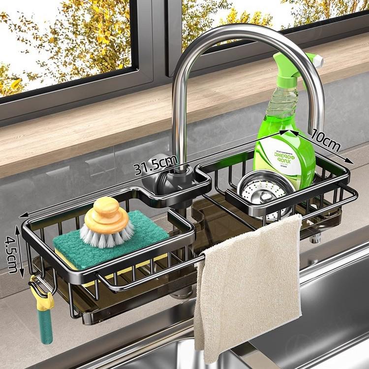 Multifunctional Kitchen Sink Organizer: Dishwashing & Vegetable Washing Basket with Storage Rack