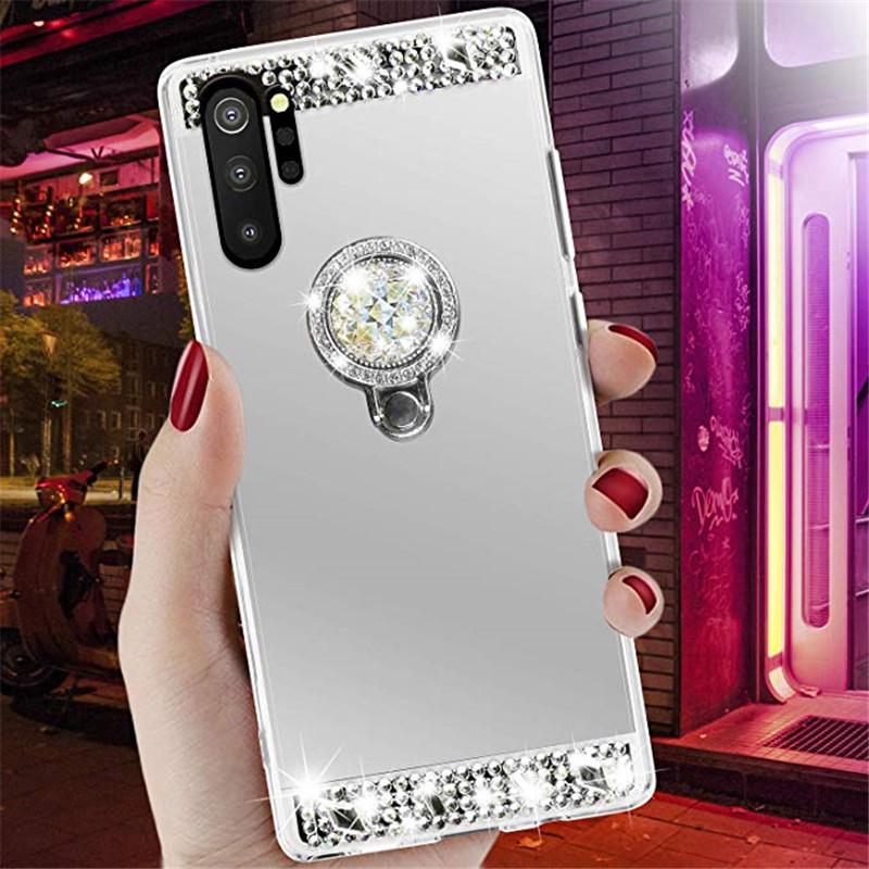 

Кристаллическое блестящее зеркало с бриллиантами и мягкой рамкой из ТПУ, чехол для телефона для iPhone, Samsung, Huawei, Xiaomi