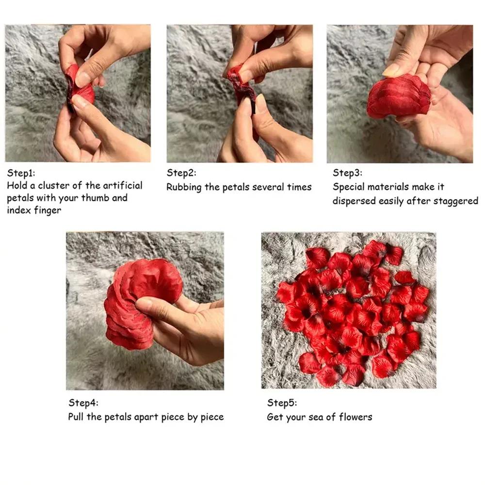 100-10000 Stück Top Bunte künstliche gefälschte Rosenblätter Rot Weiß Gold Rosen Blütenblätter Blumen Romantische Hochzeit Party Valentinstag Dekor