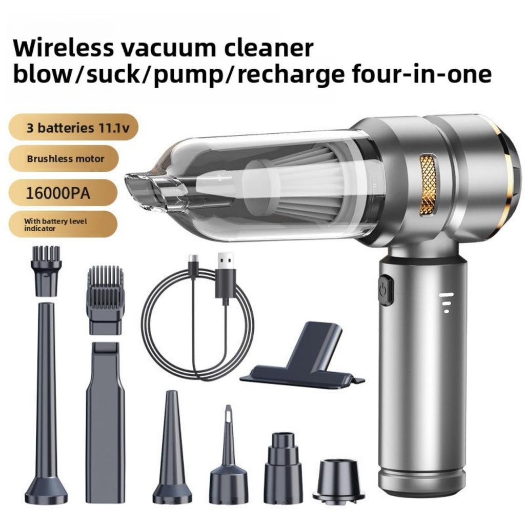 Aspirator auto portabil multifuncțional wireless de mare putere - Încărcare USB, Colector de praf cu aer comprimat, Uscător de păr