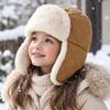 Rhombus Quilted Kids Ski Hat Adjustable Buckle Windproof Earflap Hat  Outdoor Activities