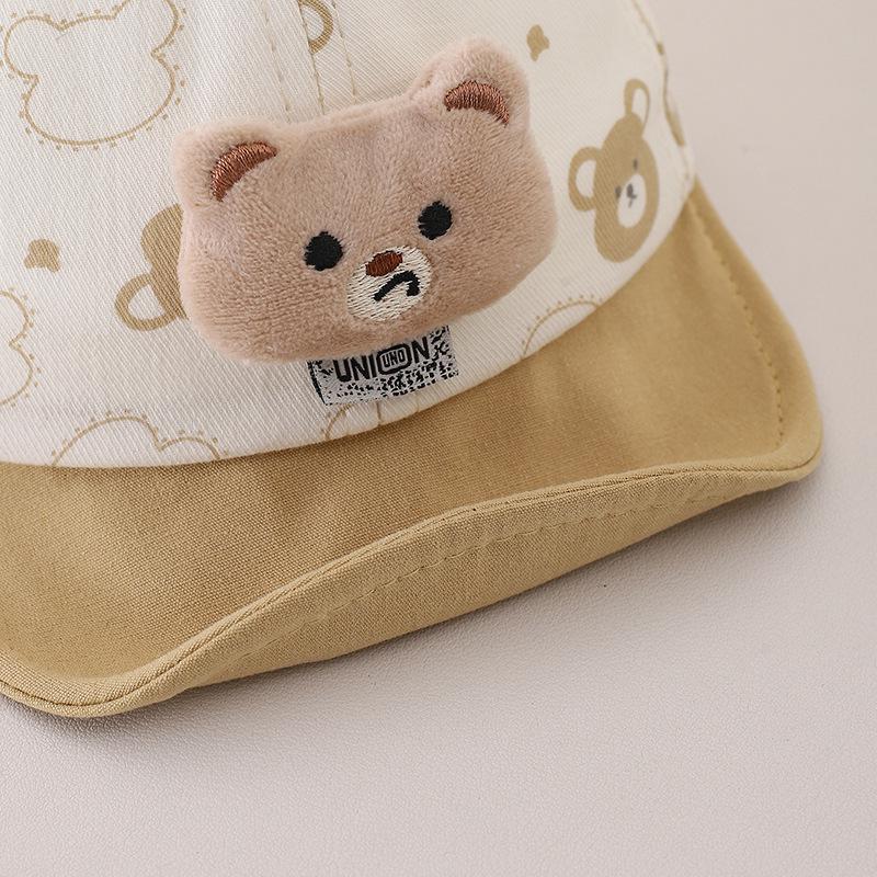 Bear Label Soft Brim Duckbill Hat for Infants & Toddlers - Spring Korean Fashion