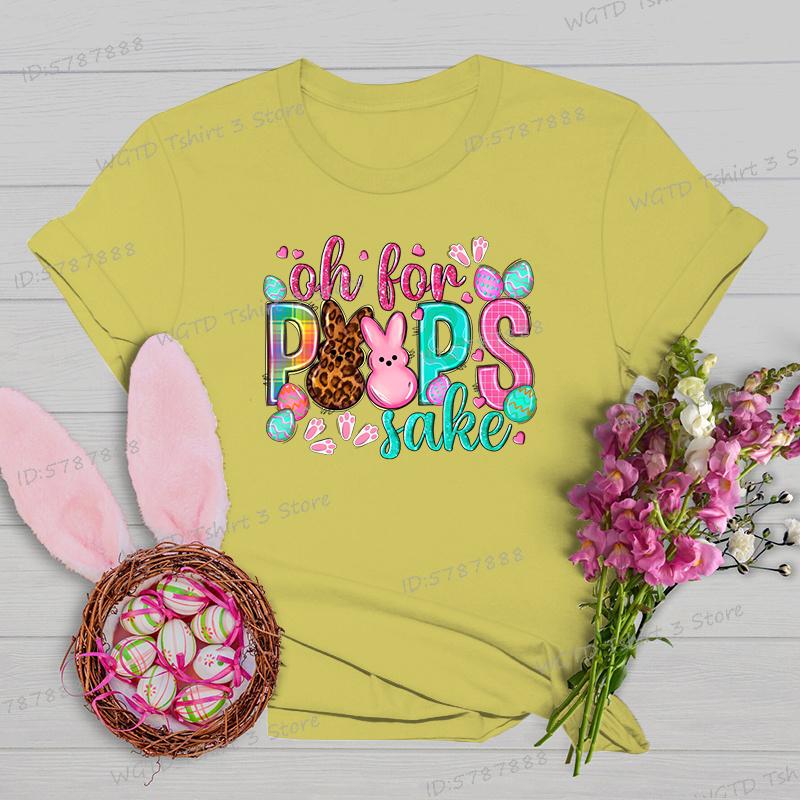 

О, ради Peeps Пасхальные футболки Милый кролик Леопардовый принт Футболка с круглым вырезом Мультяшный кролик Женские Классические топы Футболки на Пасху 3XL