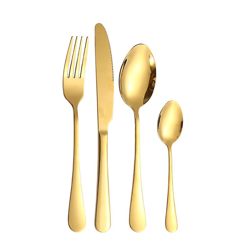 Paslanmaz Çelik 24 Parça Çatal Bıçak Takımı: Batı Stili Biftek Bıçağı, Tatlı Çatalı ve Kaşığı