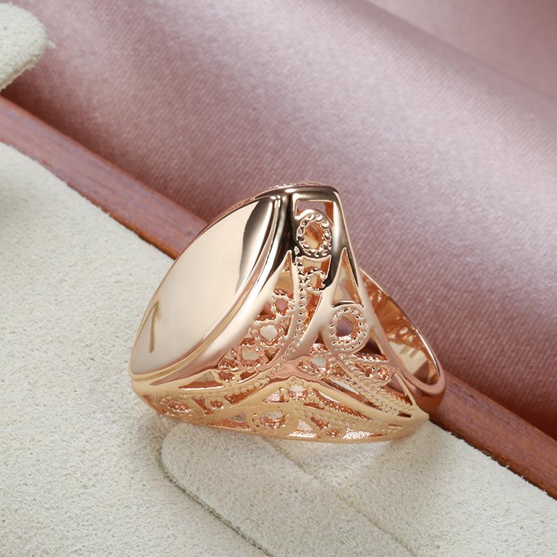 Kinel Vintage Rose Gold Color Rings Glossy Ethnic Jewelry KTJ