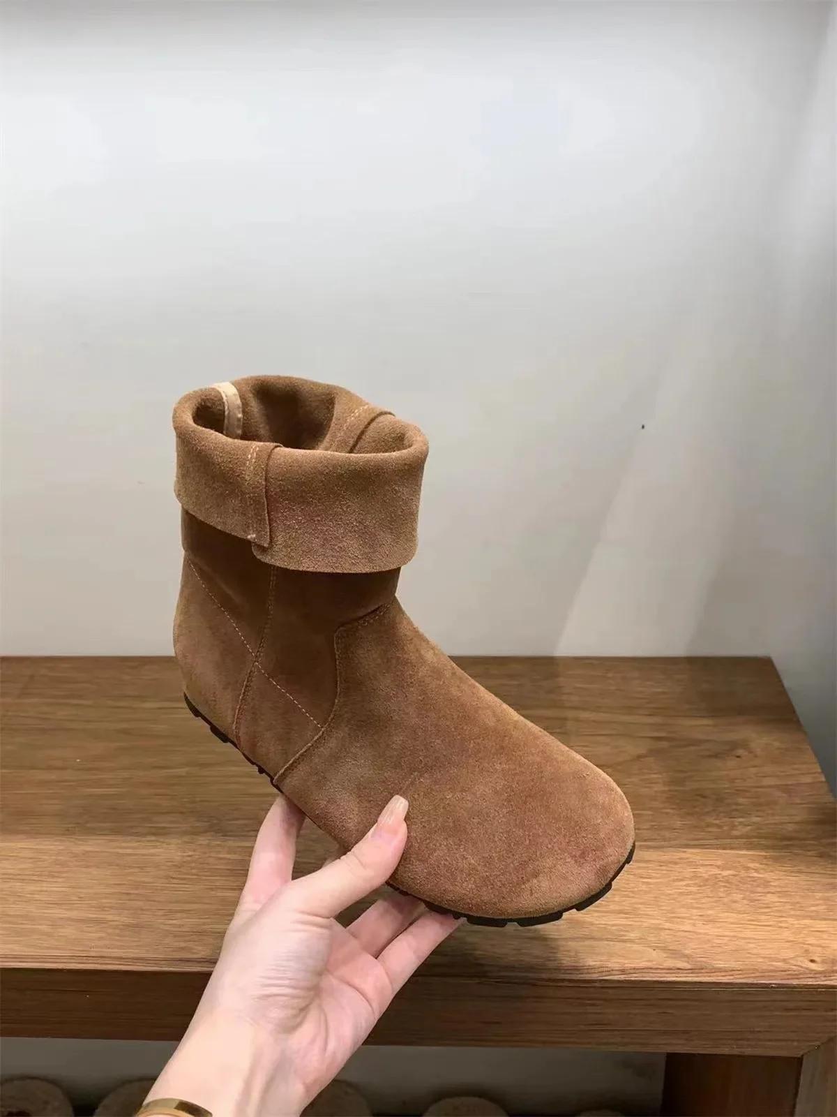 

Женские модные ботильоны из искусственной замши на толстом каблуке, женские плоские ботинки цвета хаки в стиле вестерн, женские осенние короткие ботинки в стиле ретро 37 темно-коричневого