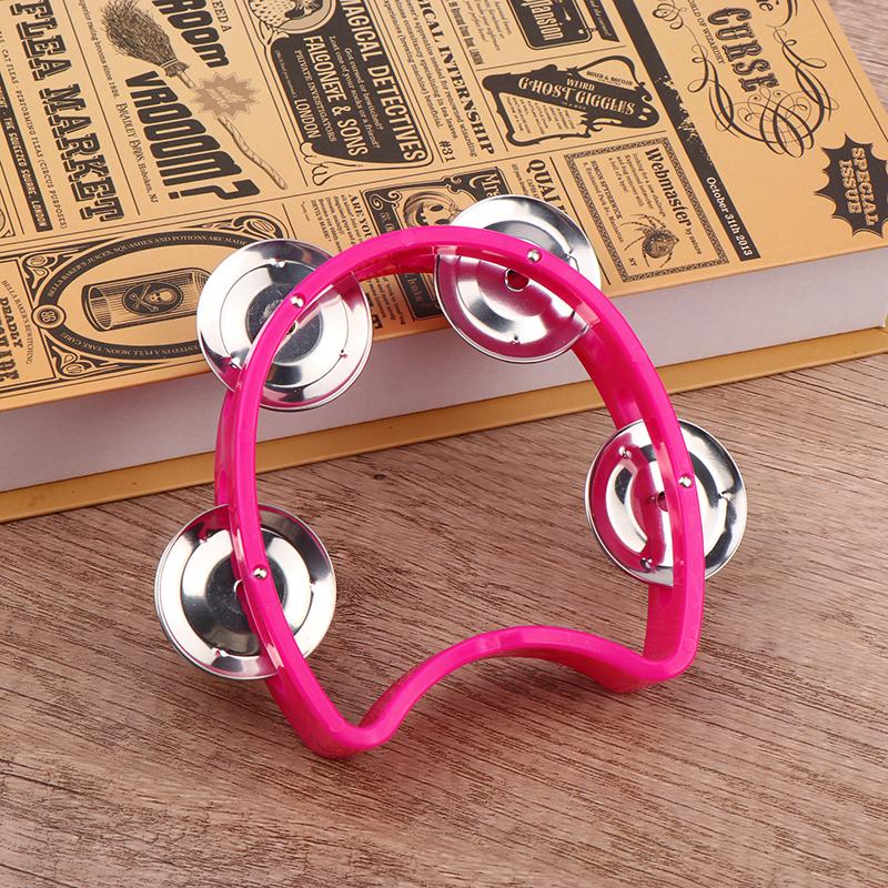 Kindergarten Hand-Held Tambourine Metal Bells Plastic Rattle Ball Percussion Ktv Party Kids Game Toy Musical Instrument