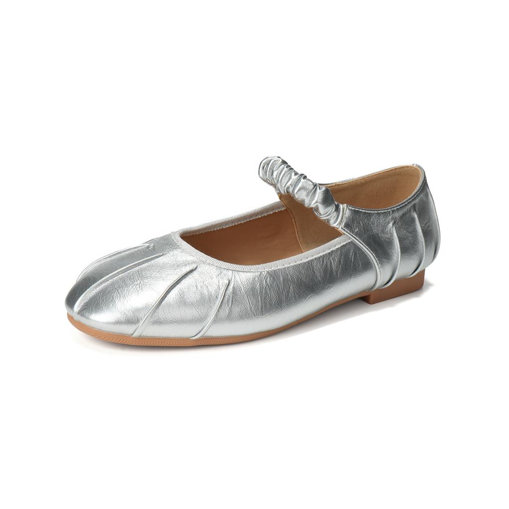 Comfortable Soft Sole Women's Mary Janes Slip On Low Heel Pumps Silver Apricot Office Ladies Daily Footwear Elegant Size 35-43