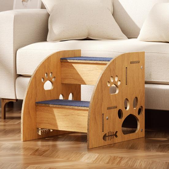 Dog Stairs for Small Dogs Wooden Pet Ramp for Bed Couch Car Non-Slip 2-Step Ladder for Small Old Short-Legged Puppy Cat