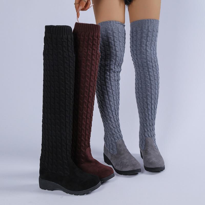 Women S Thick Platform Wedge Heel Over The Knee Boots Large Size Winter