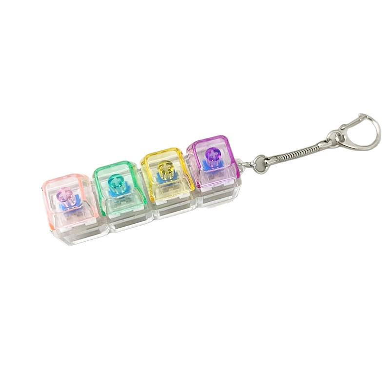 Transparent 4-Key Decompression Keychain with Light and Sound Effects