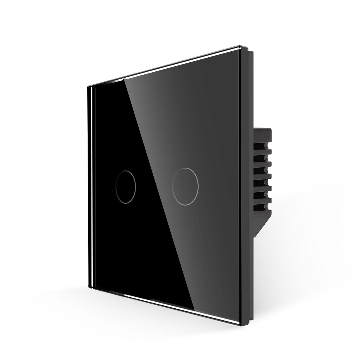 Tuya Eu Version Smart Wifi Wall Touch Switch 2 Gang Alexa Compatible Light Switches (Black,86m*157m&Eu Standard)