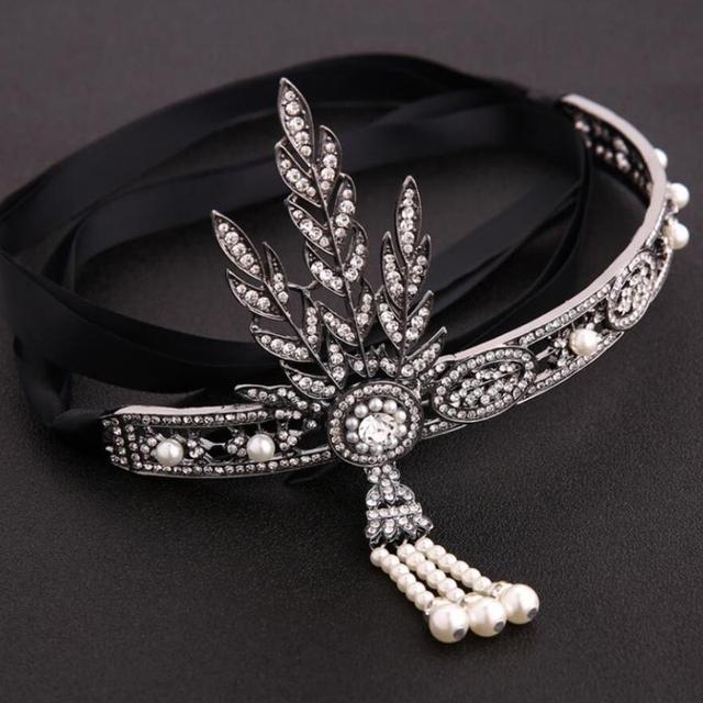 1920-talls vintage hårsmykker blad brude krystall perle hodeplagg klaff Great Gatsby tiara og krone pannebånd for kvinner bryllup