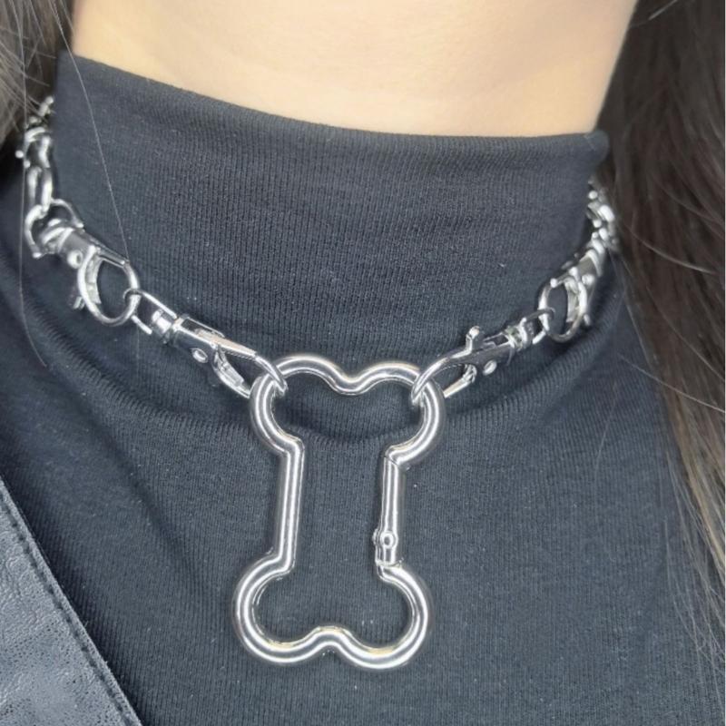 Trendy Bone Clasp Pendant Necklace Alloy Jewelry Lightweight Designs Clavicle Chain For Casual Party Dating