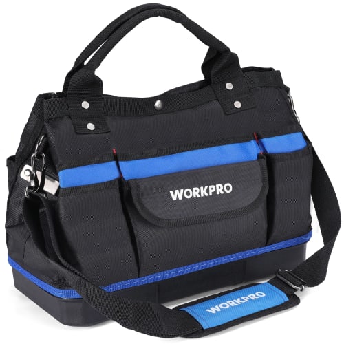 WORKPRO Tool Bag, Tool Storage Bag with Shoulder Strap, Large Opening, 1680D Oxford Cloth, Multifunctional, Large Capacity, Portable, 39cm Long x 20.5