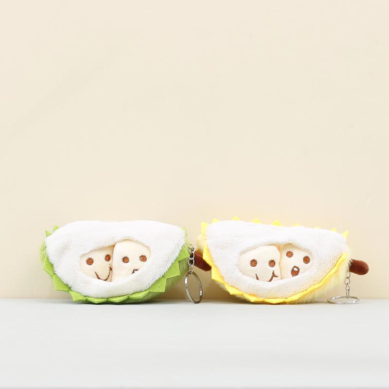 Durian Plush Keychain With Pp Cotton Filling Soft Short Fur For Bag Decor Gift