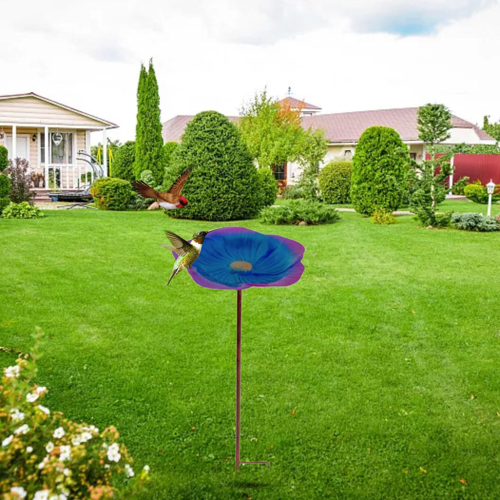 

Bird Bath Bowl with Garden Stake Iron Decorative Gifts Bird Baths for Outdoors for Patio Backyard Outdoor Garden Lawn Bird Lover One Size синий