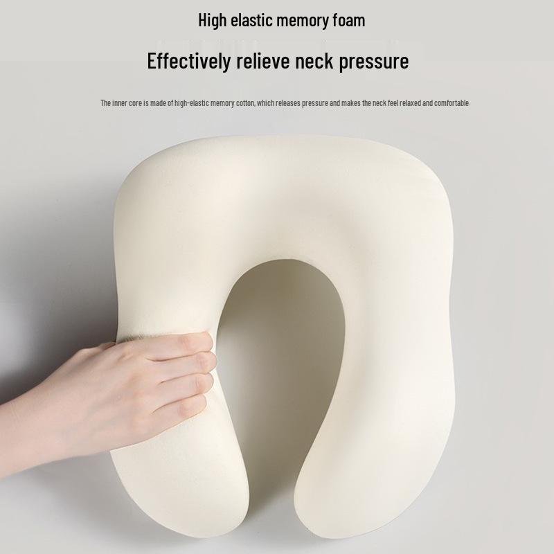 Portable U-Shaped Memory Foam Neck Support Pillow for Travel and Office