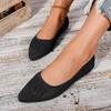 Women's Pointed Toe Flat Shoes, Breathable Woven Flyknit Slip-Ons, Soft Sole Grandma Style Flats, Plus Size Spring Fall Shoes