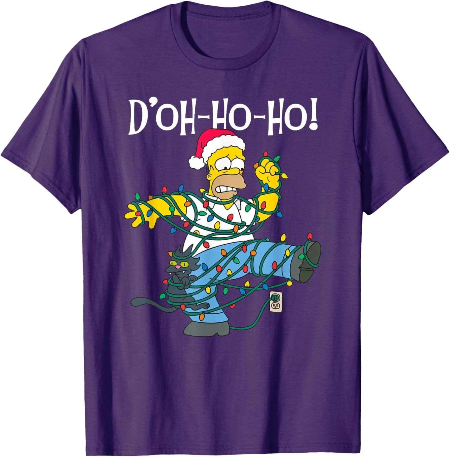 The Simpsons Christmas Homer Simpson Tangled in Xmas Lights T-Shirt XL