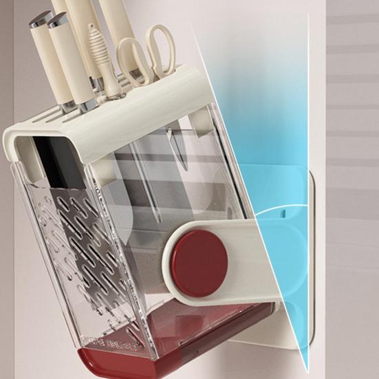 Rotating Tool Cutter Holder with Multi-Angle Hovering Shaft Rack Wall-Mounted or Countertop Drainage Organizer for Kitchen