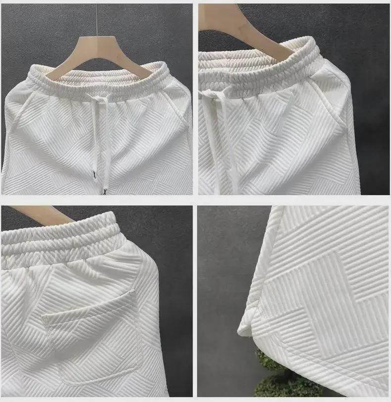 Trendy Diamond Pattern White Shorts for Men & Women – Stylish Summer Wear