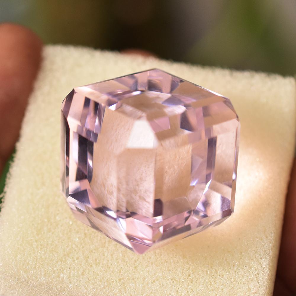 138 Ct Big Cube Shape CERTIFIED Natural Pink Topaz Loose Gemstone For Collectors