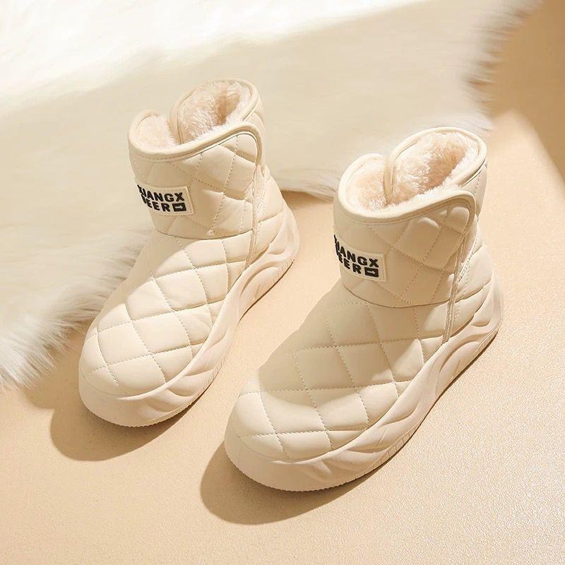 Nové dámské sněhule, teplé bavlněné boty, kotníkové boty na silné podrážce, voděodolné a protiskluzové
