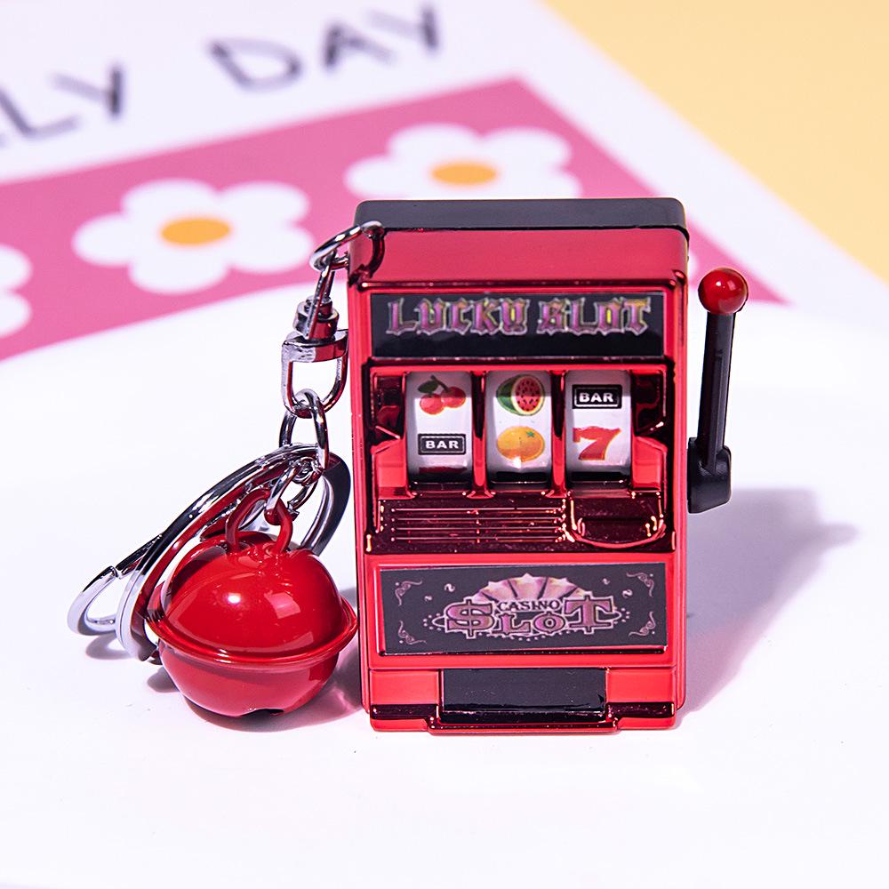 Retro Joystick Fruit Machine Keychain: Playable Spin Wheel Pendant Toy