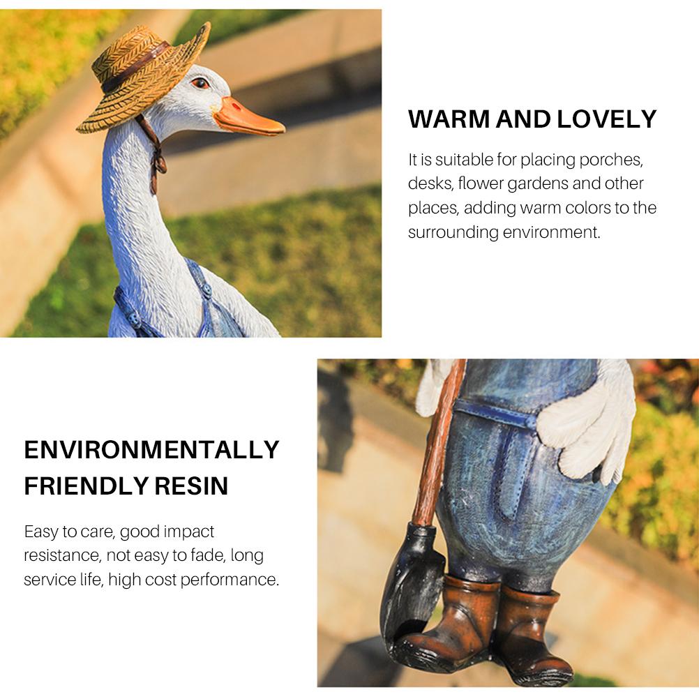 Cute Cartoon Duck Resin Figurine Garden Yard Home Decor Ornament