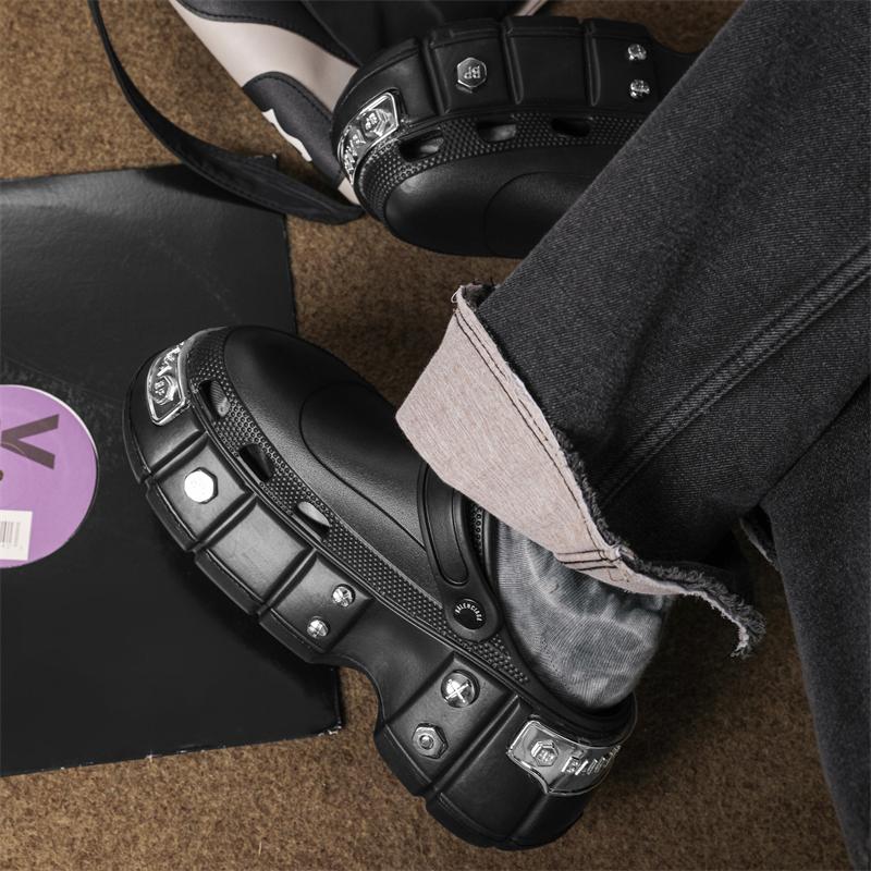 Sommar Dam-/herrtofflor med tjock sula i EVA, Trädgårdsskor med tjock sula i metall