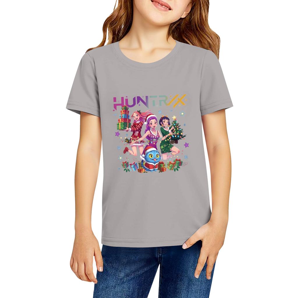 Fashionable Round Neck Short Sleeve Work Clothes Printed Tops For KID Summer Tops