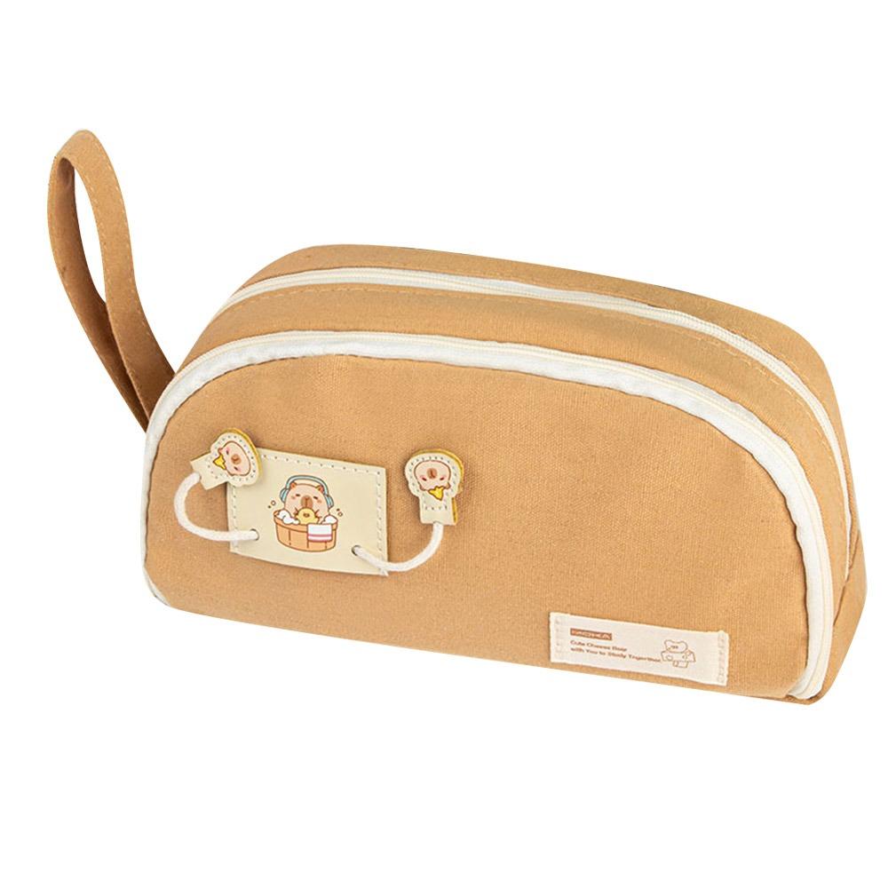 

Canvas Student Stationery Box Large Capacity Children Pencil Pouch School Supplies кавовий